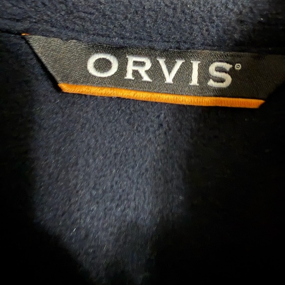 Orvis Men's Puffer Jacket - Navy, Tan, and Orange - Picture 5 of 6